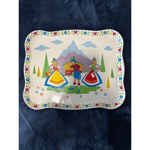 Vintage Children's Tin Litho Tray Folk Art Alpine Swiss Ohio Art